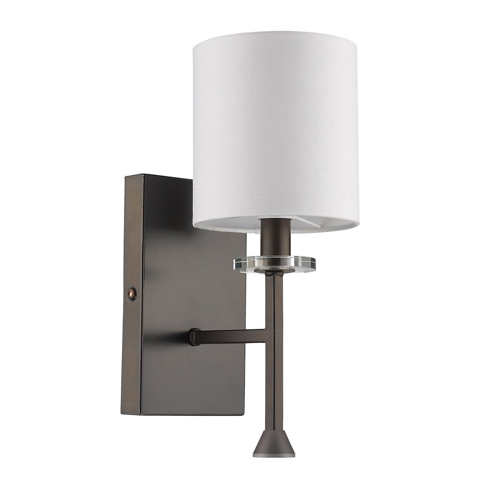 Minimalist Bronze Wall Sconce with Fabric Shade