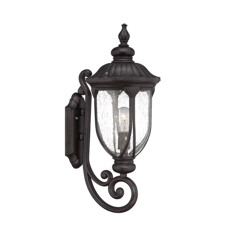 XL Black Cast Aluminum Glass Lantern Wall Light