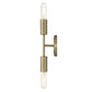 Two Light Dull Gold Narrow Bulb Wall Light