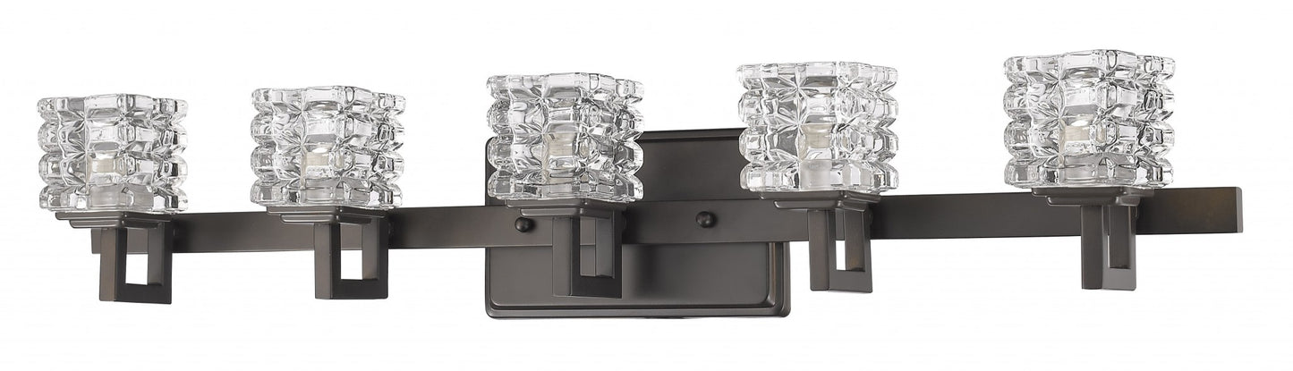 Coralie 5-Light Oil-Rubbed Bronze Sconce With Pressed Crystal Shades