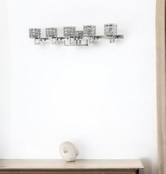 Coralie 5-Light Polished Nickel Sconce With Pressed Crystal Shades