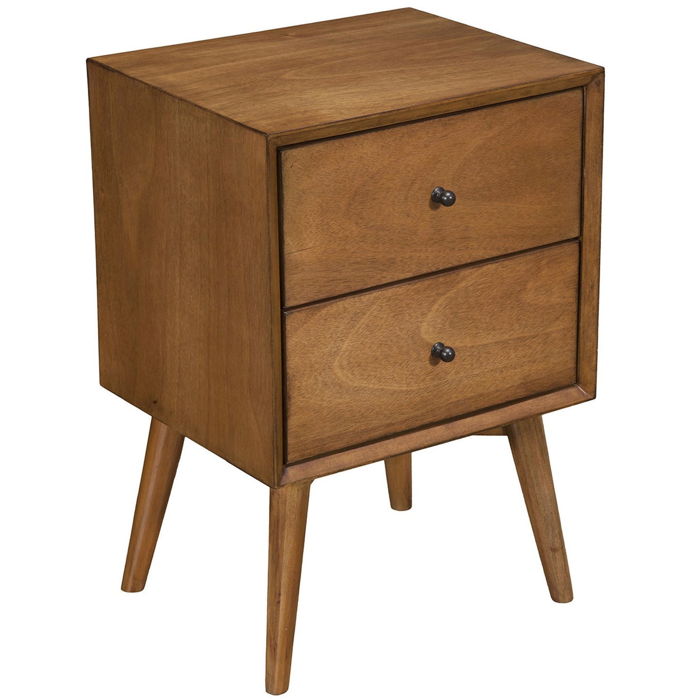 Brown Century Modern Wood 2 Drawer Nightstand