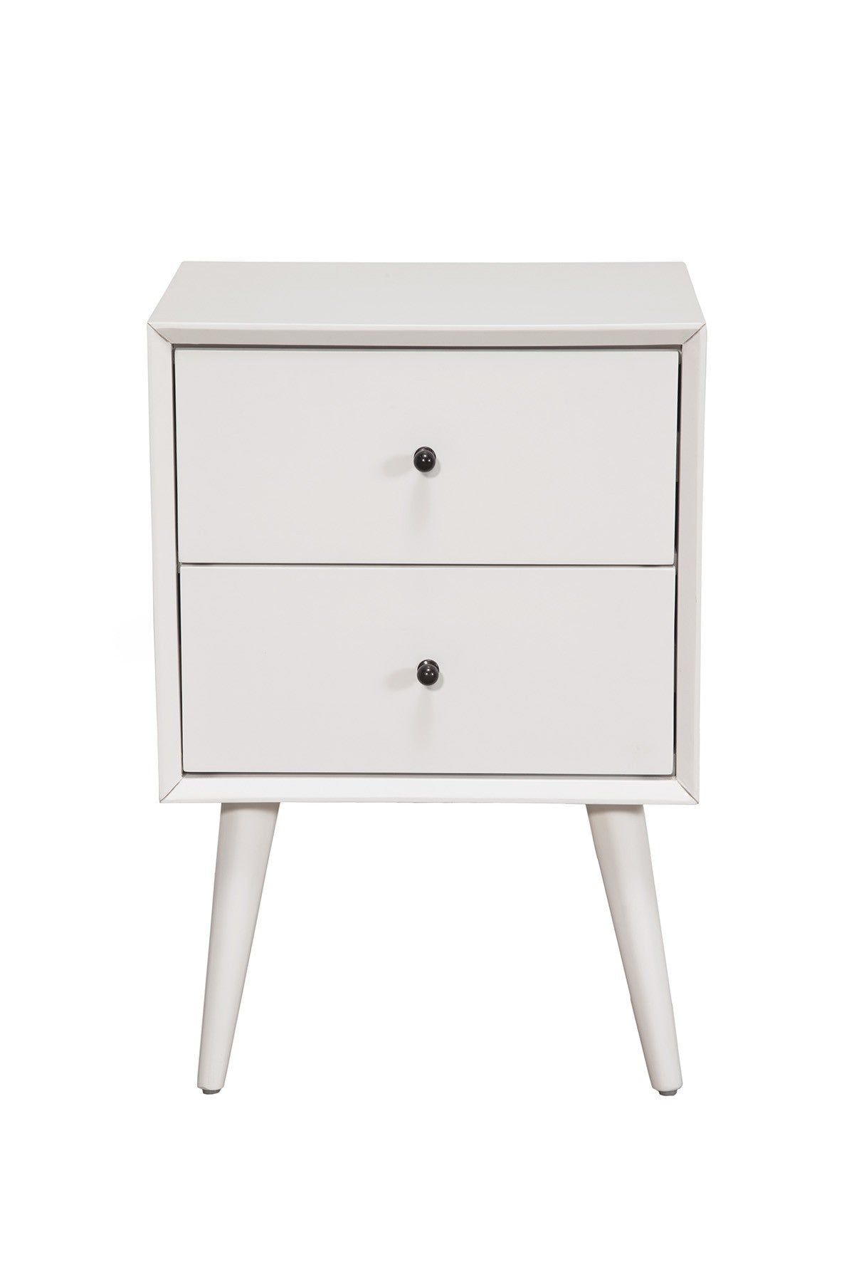 White Century Modern Wood 2 Drawer Nightstand