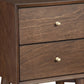 26" Brown Two Drawer Wood Nightstand