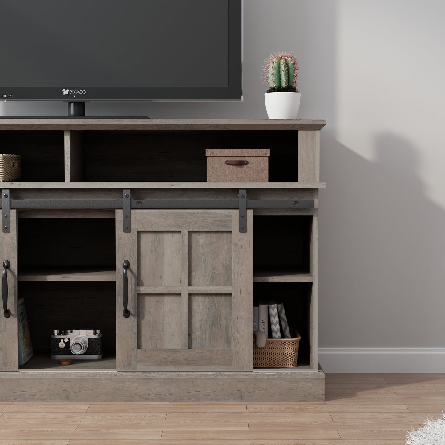 Modern Entertainment Center with Storage Cabinets and Shelves For up to 55" TV's