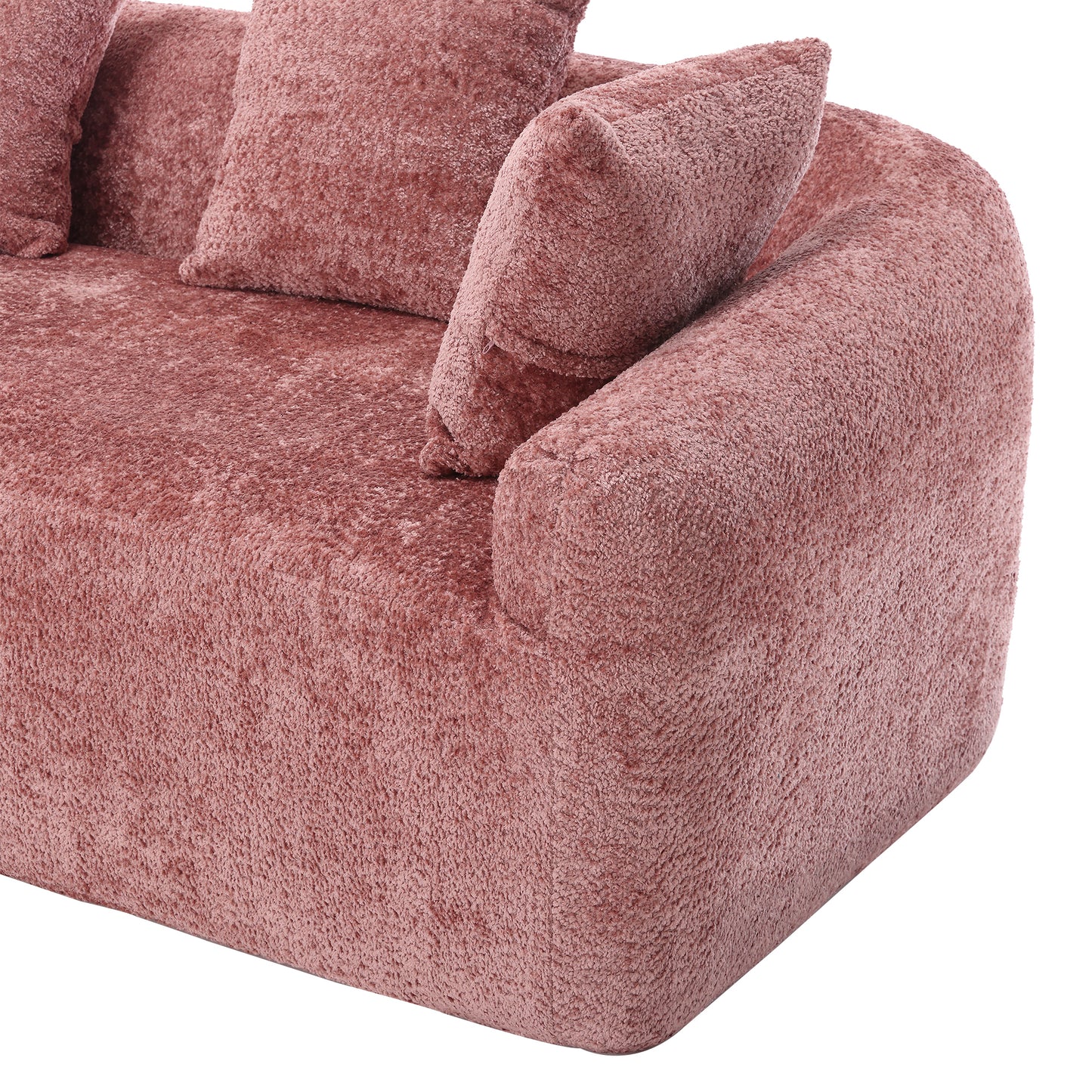 COOLMORE Boucle Sofa 3 Seater for Living Room Oversized Comfy Sofa L-Shape Sofa Couch with Chaise Home Furniture Sleeper Sectional Sofa for Apartment, Office Left Hand Facing (Pink)