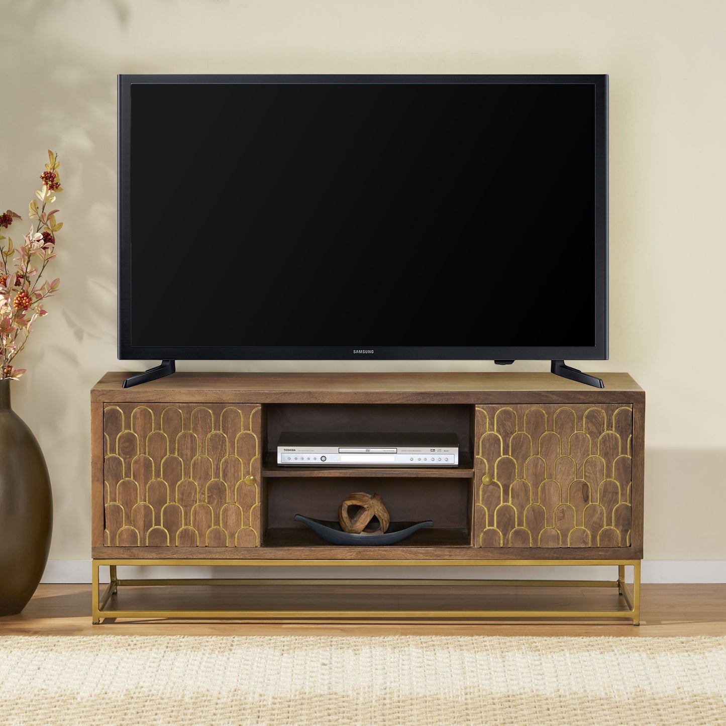 Walnut & Gold TV Stand For up to 53" TV's