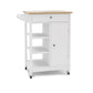 Kitchen island rolling trolley cart with Adjustable Shelves and towel rack rubber wood table top