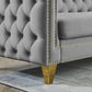 Velvet Tufted Square Arm Couch with Metal Legs - 2pcs