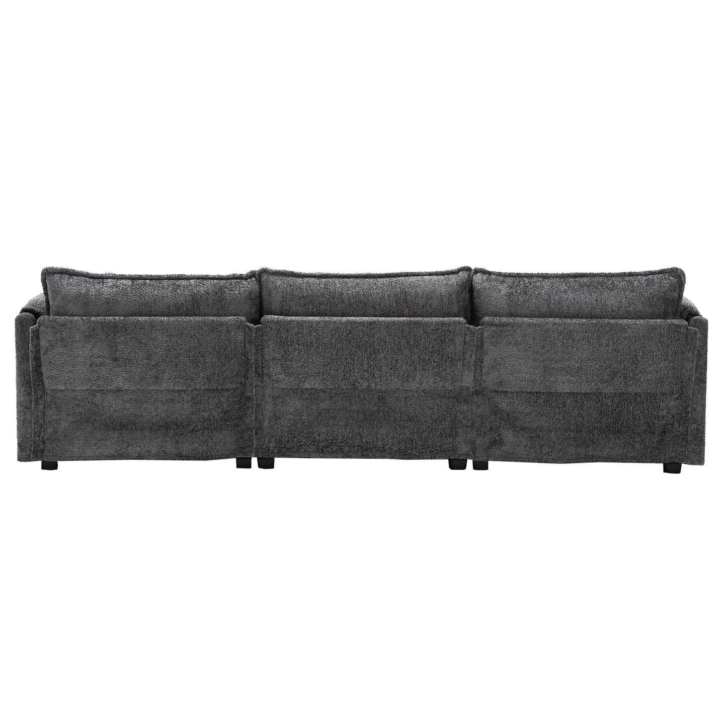 Oversized Boucle Fabric L-Shape Sectional - Movable Pedals with Detachable Armrests