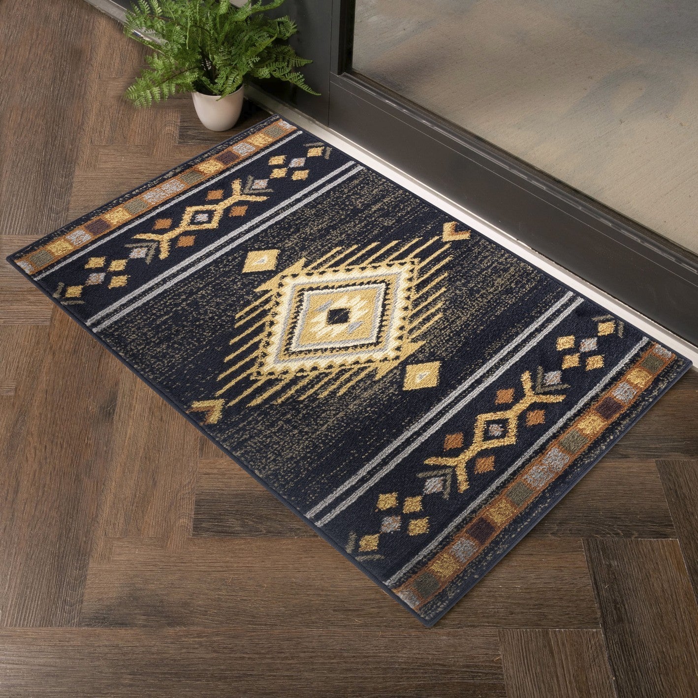 Tribal Design Black 7 ft. 10 in. x 10 ft. 3 in. Southwest Area Rug