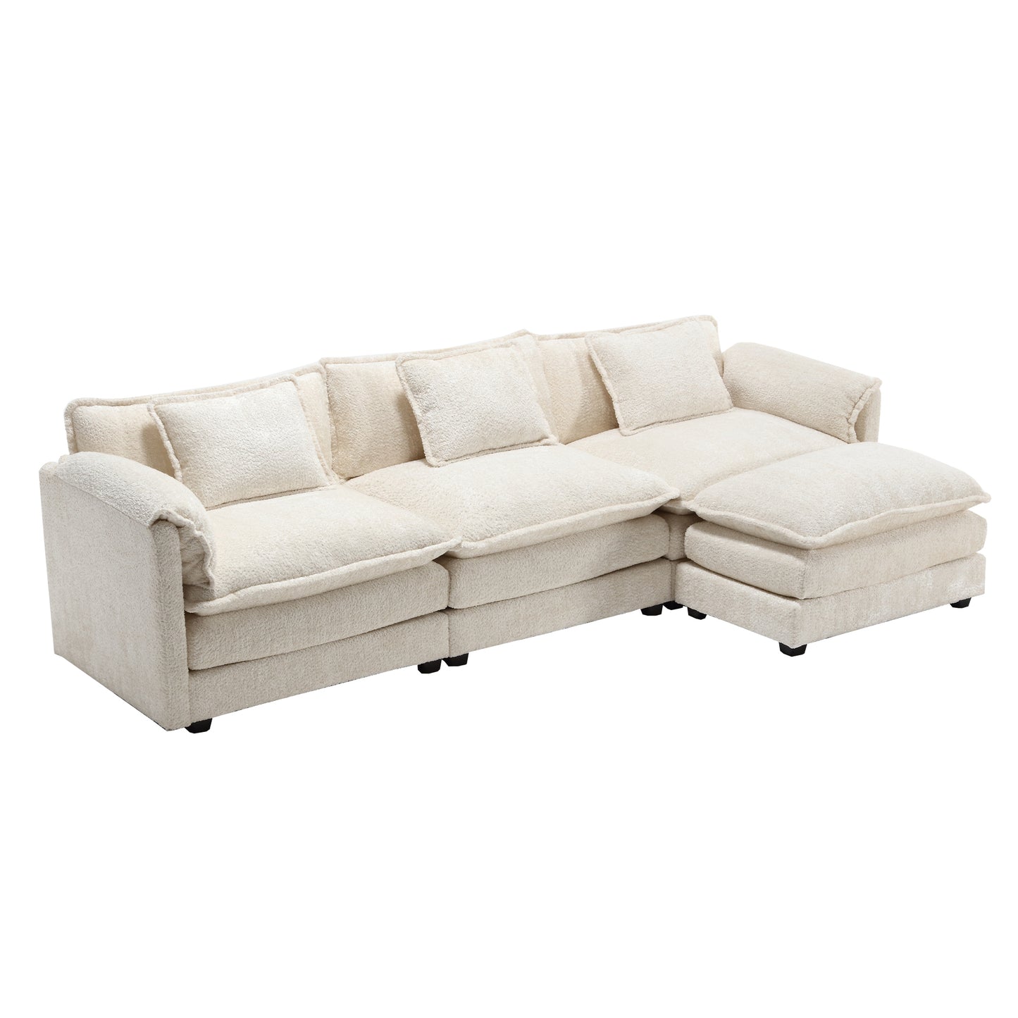 Boucle Fabric L-Shape Sectional Sofa