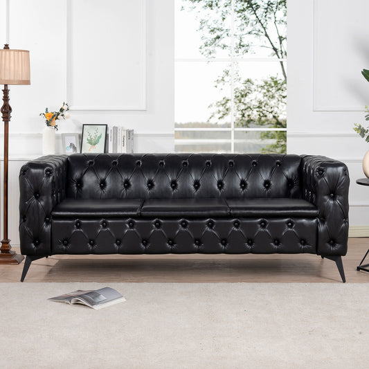 Traditional Tufted Square Arm Sofa with Removable Cushions