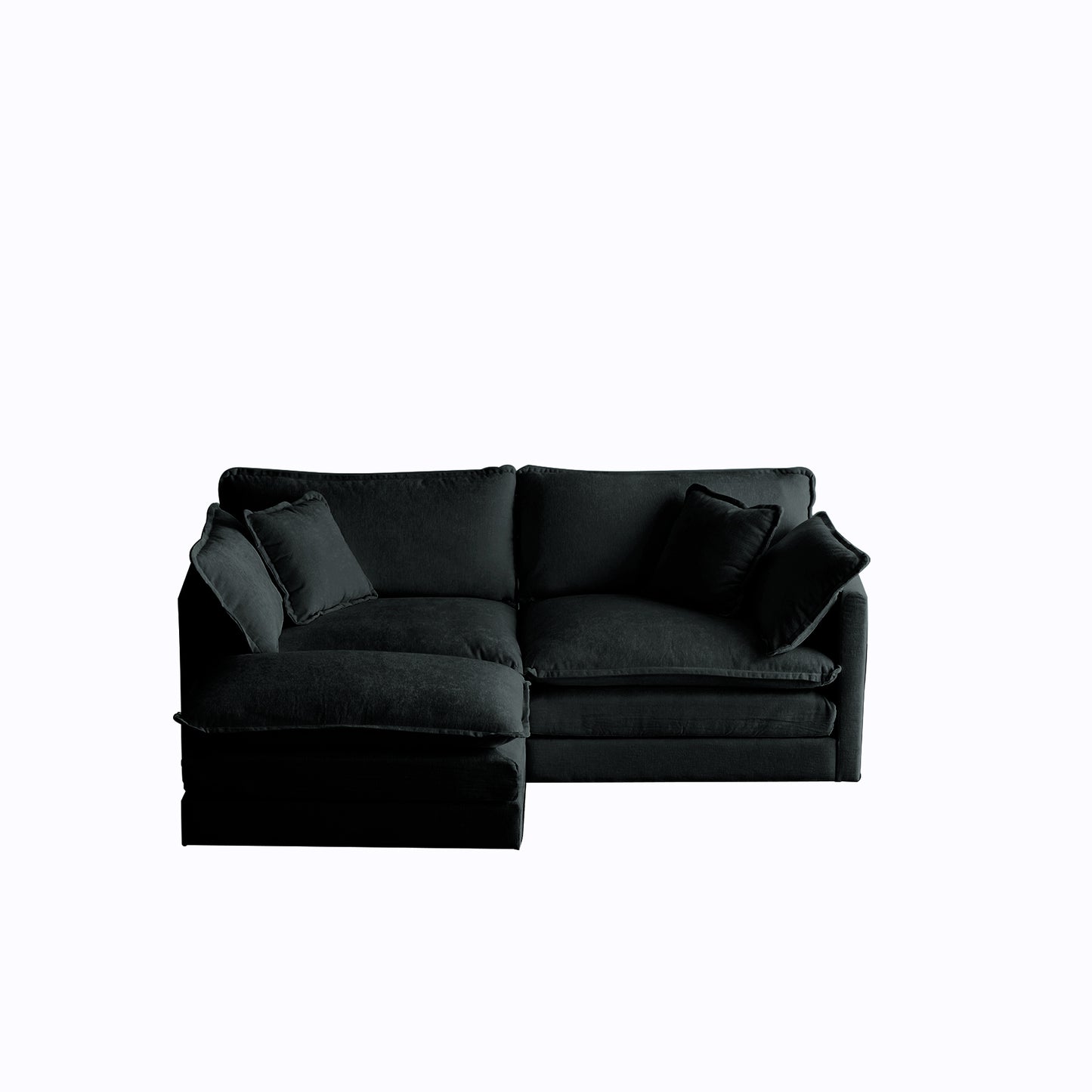 Chenille Fabric Two-Seater Sofa with 1 Footrest