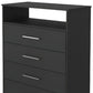 Modern Black Four Drawer Dresser with Hutch