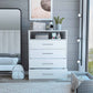 Modern White Four Drawer Dresser with Hutch