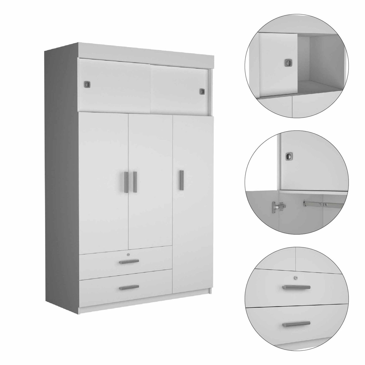 73" White Two Drawer Combo Dresser