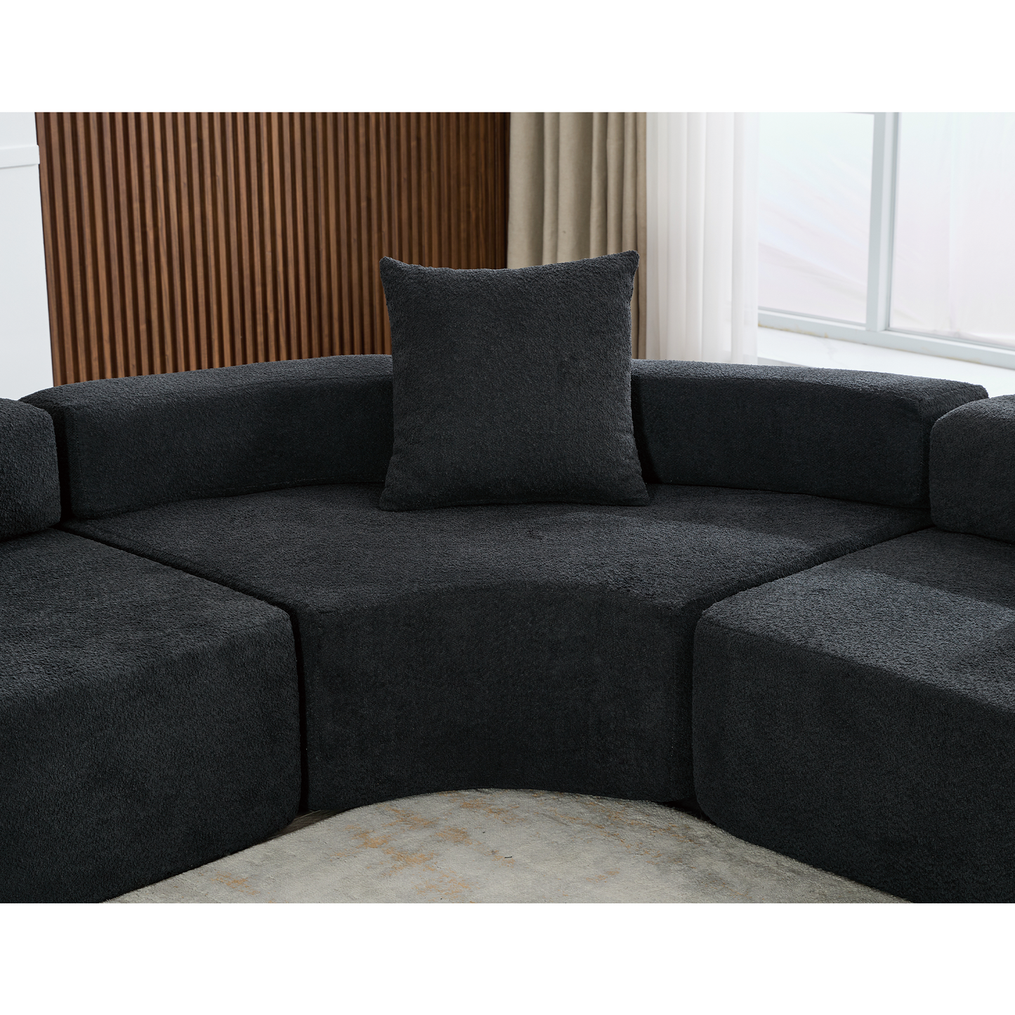 Oversized Semicircular Modular Sofa, Black