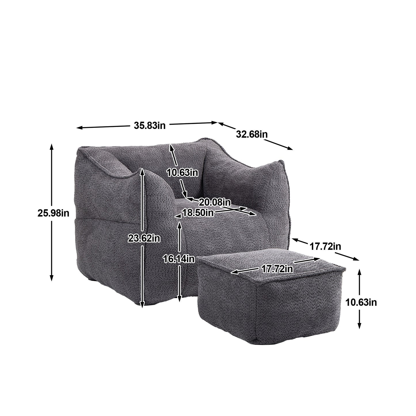 Bean Bag Kids Chair with Footstool