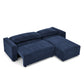 Modular L Shaped Corduroy Upholstered 3 Seater Sofa Bed with Storage, Blue