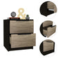 Black Open Compartment Two Drawer Nightstand