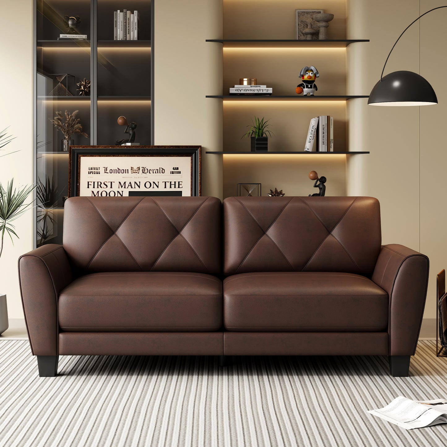 Genuine Leather Two-Over-Two Sofa