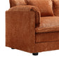 Oversized Boucle Fabric L-Shape Sectional - Movable Pedals with Detachable Armrests