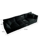 Mid-Century Modern Couch 3-Seater Sofa with 2 Armrest Pillows and 3 Toss Pillows, Couch for Living Room Black Chenille