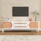 Rattan TV Stand for TVs up to 75'', Modern Farmhouse Media Console, Entertainment Center with Solid Wood Legs, TV Cabinet for Living Room,Home Theatre