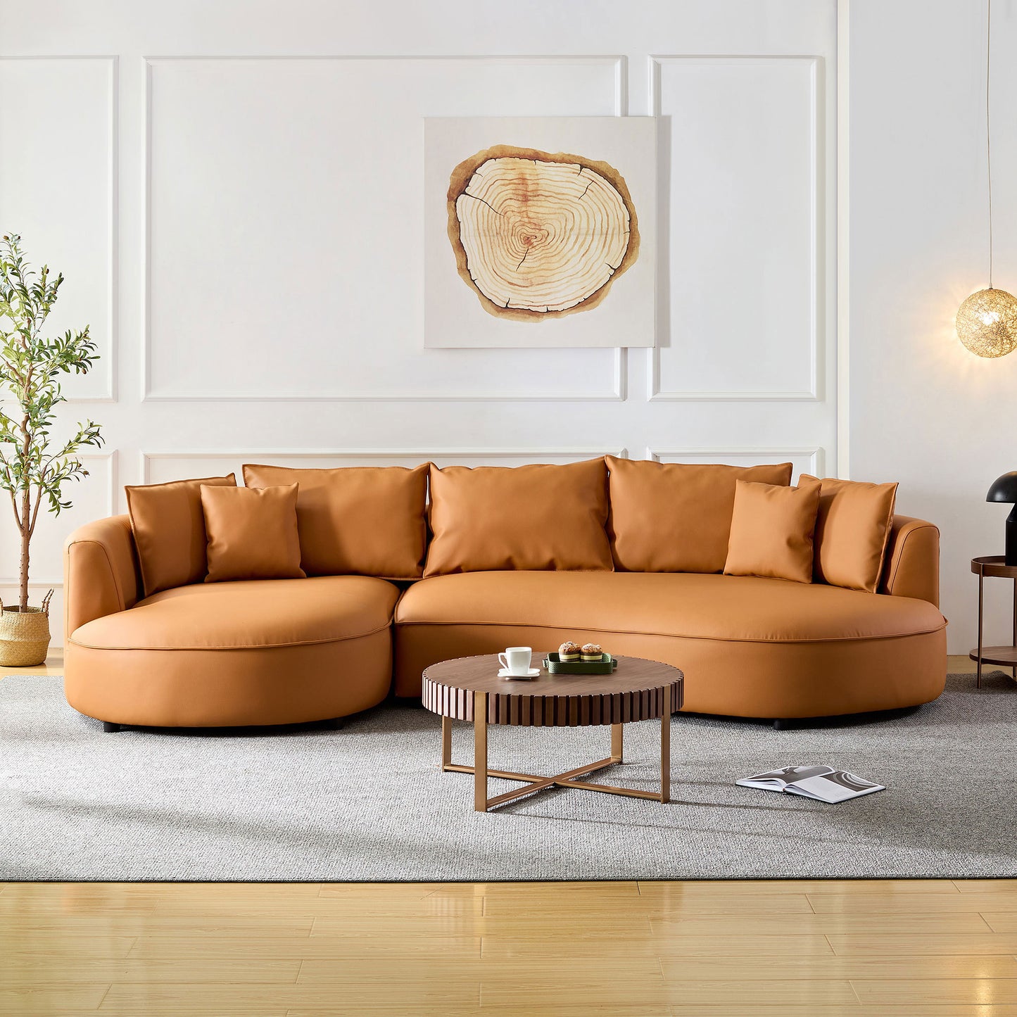 Eco-leather Curved Sofa 5-Seater