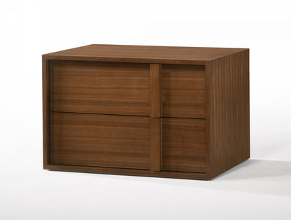 Modern Walnut Nightstand with Two Integrated Drawers