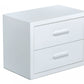 Modern Glossy White Box Nightstand with Two Drawers