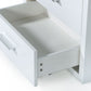 Modern Glossy White Box Nightstand with Two Drawers