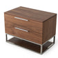 Contemporary Walnut and Stainless Steel Nightstand with Two Drawers