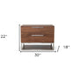 Contemporary Walnut and Stainless Steel Nightstand with Two Drawers