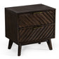 Classic Chevron Dark Brown Nightstand with Two Drawers