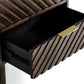 Classic Chevron Dark Brown Nightstand with Two Drawers