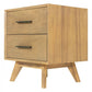 Natural Light Mocha Contemporary Nightstand with Two Drawers