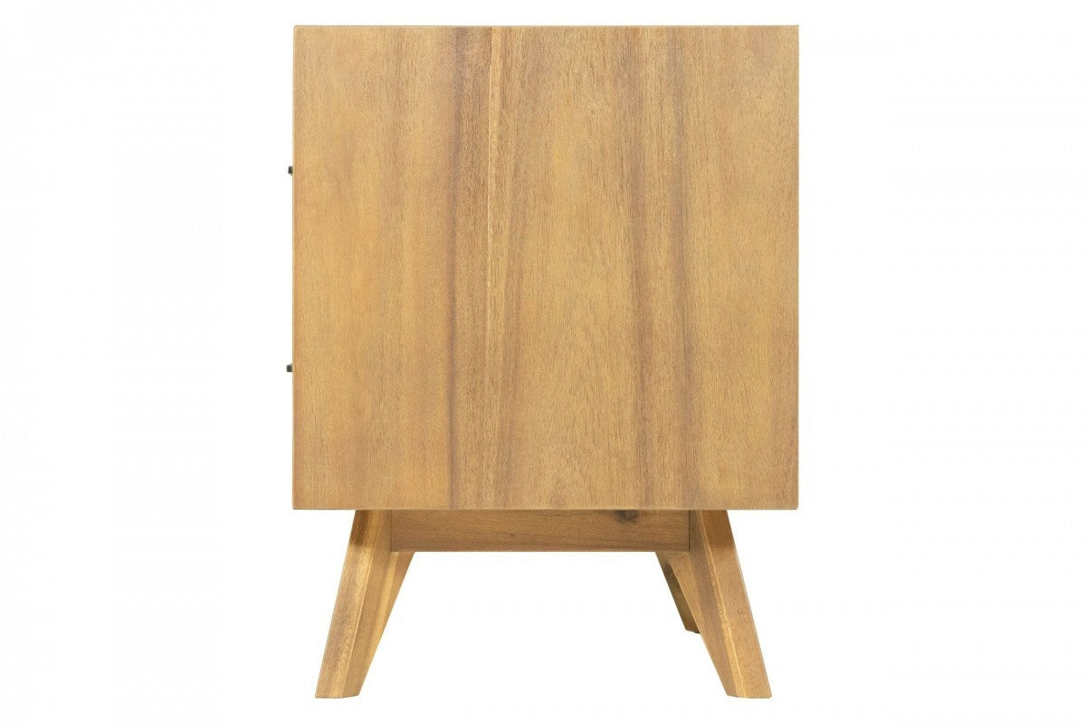 Natural Light Mocha Contemporary Nightstand with Two Drawers