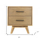 Natural Light Mocha Contemporary Nightstand with Two Drawers