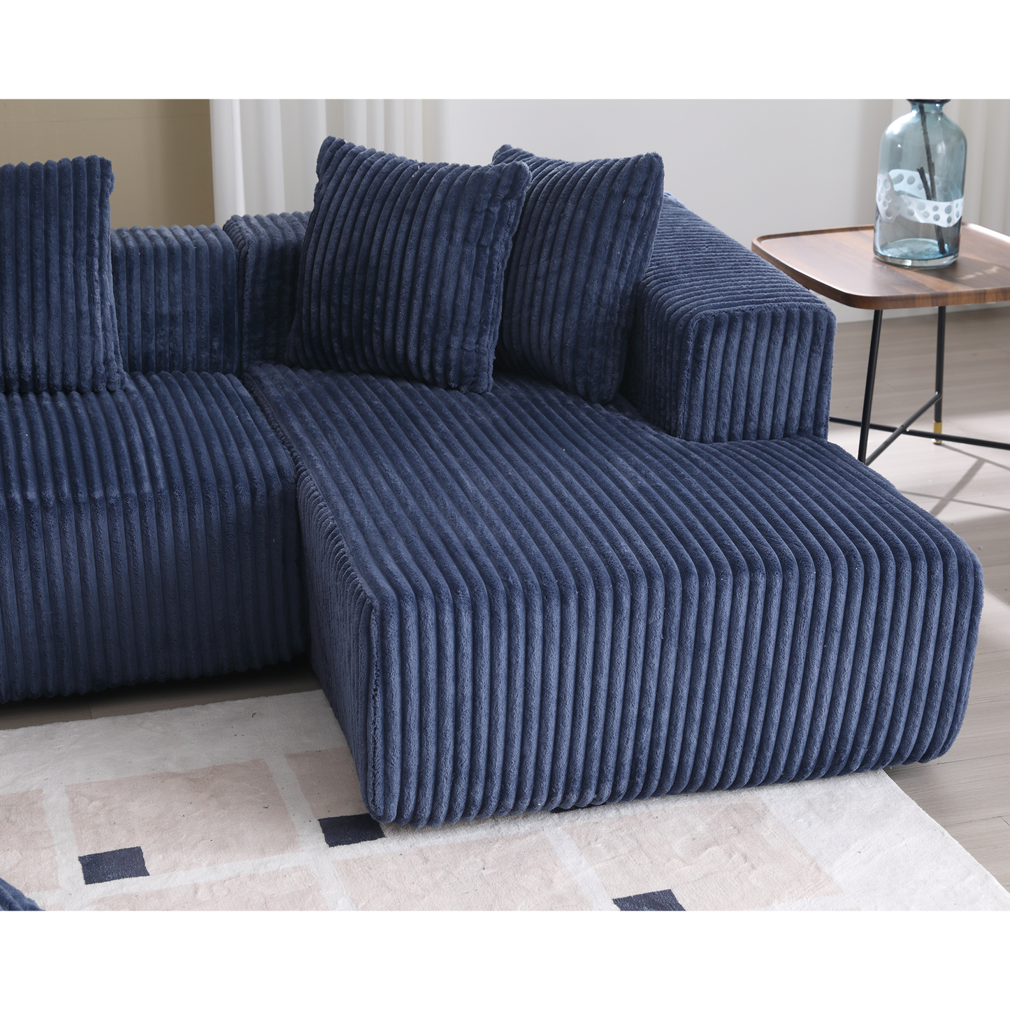 Corduroy L-Shaped Modular Sectional Sofa with Chaise