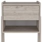 22" Light Gray One Drawer Faux Wood Nightstand