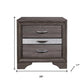 27" Gray Two Drawer Nightstand