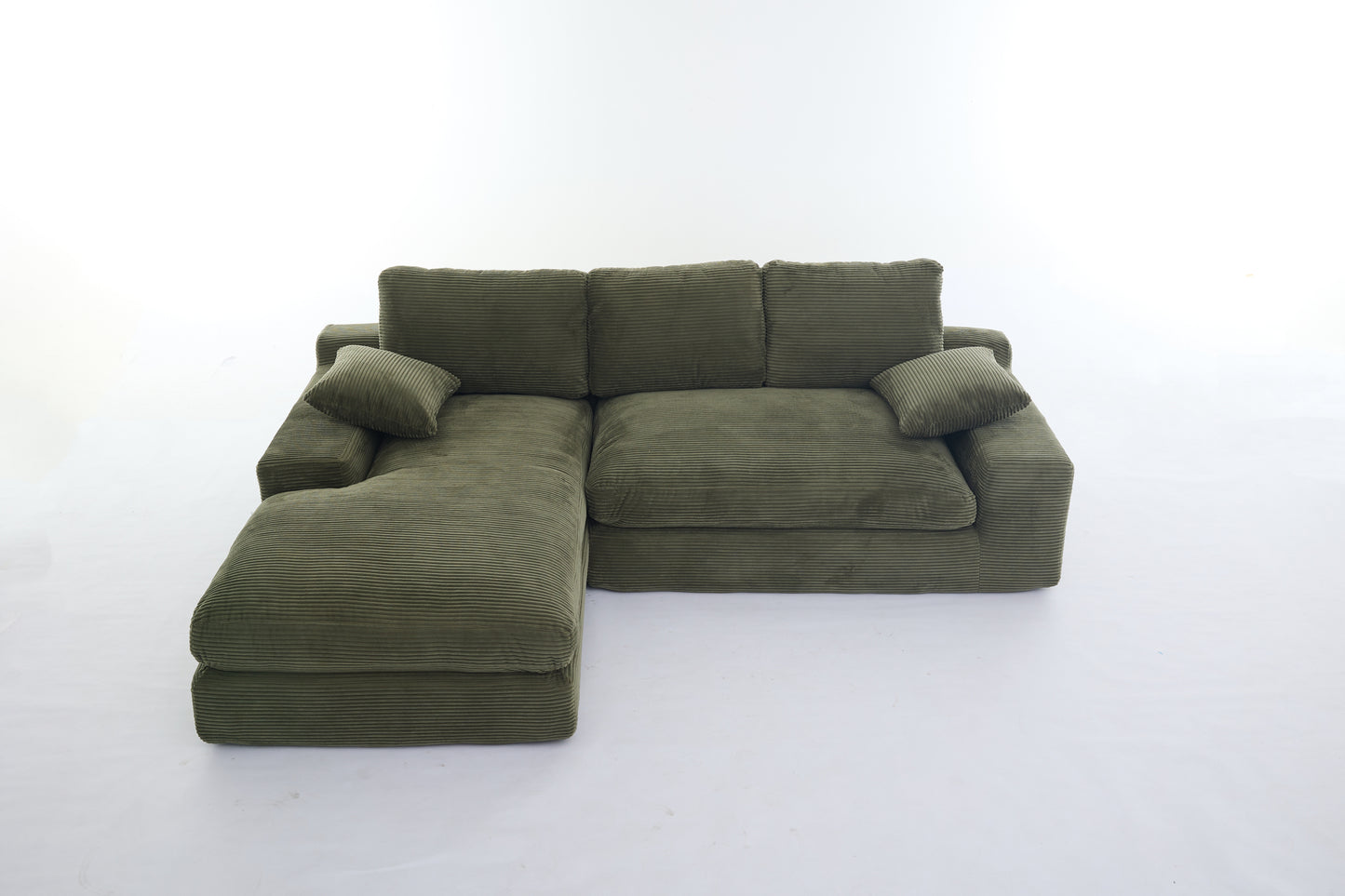 Corduroy Modular L-Shaped Sectional, Army Green