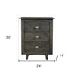 30" Gray Three Drawer Nightstand