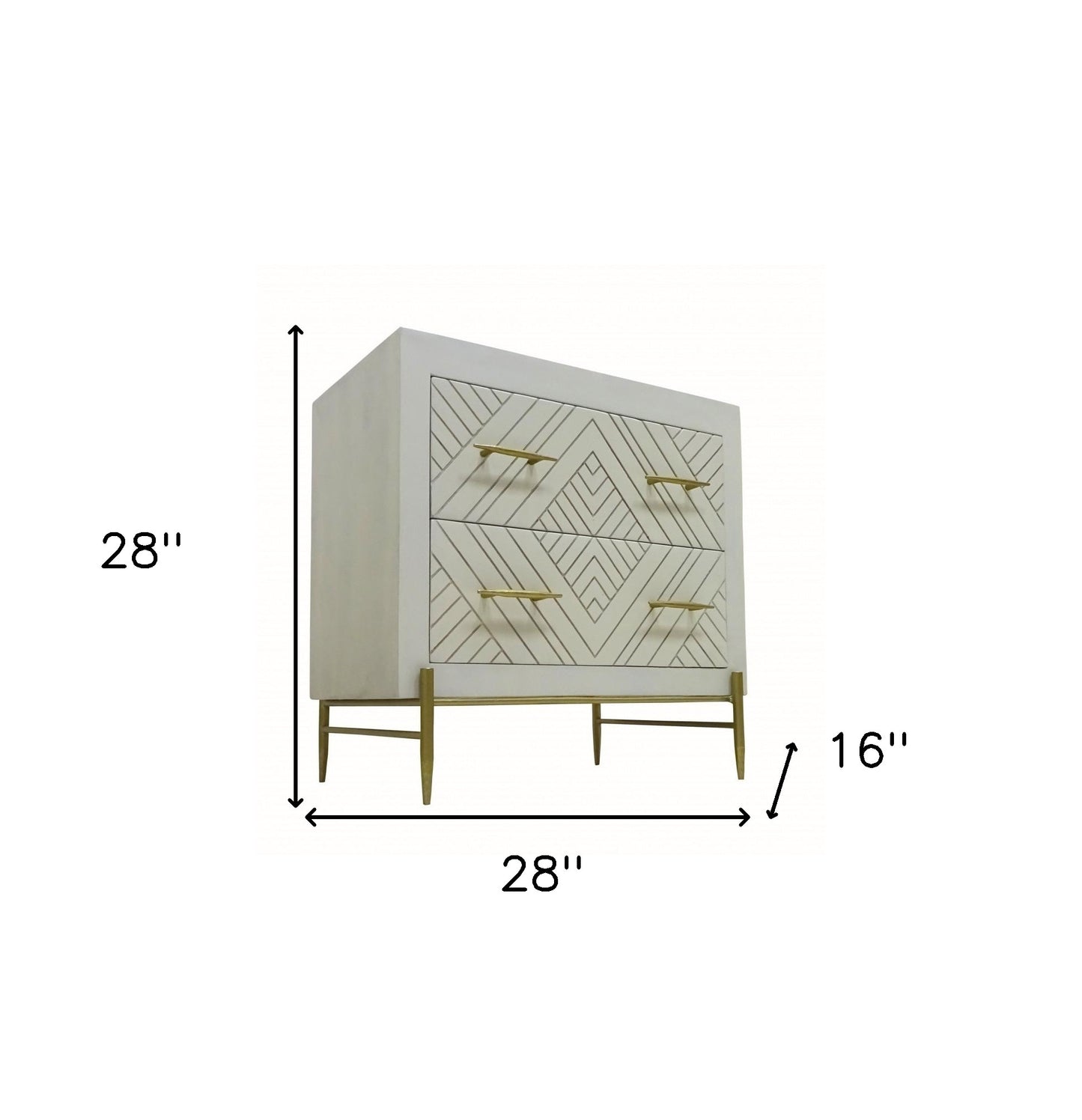 28" White Two Drawer Nightstand