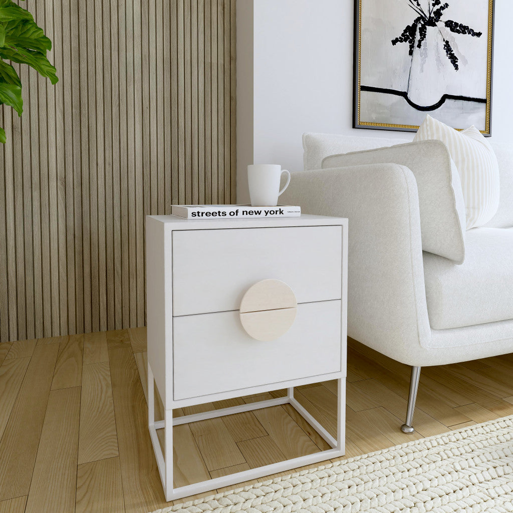 24" Off White Two Drawer Nightstand