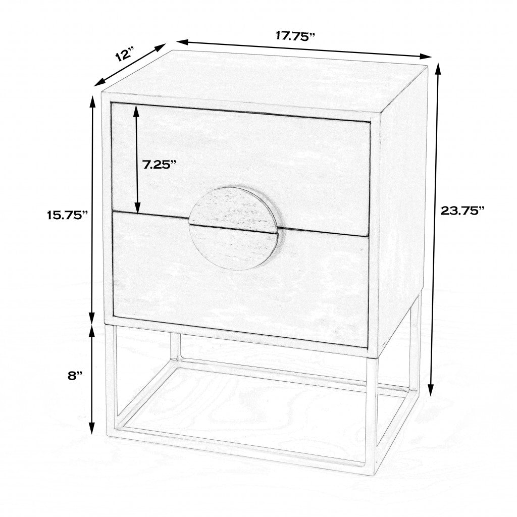 24" Off White Two Drawer Nightstand