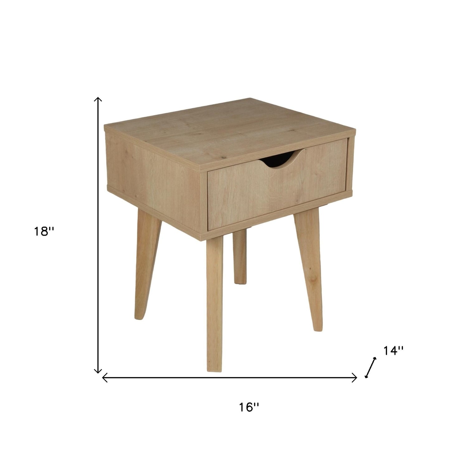 18" Natural One Drawer Nightstand