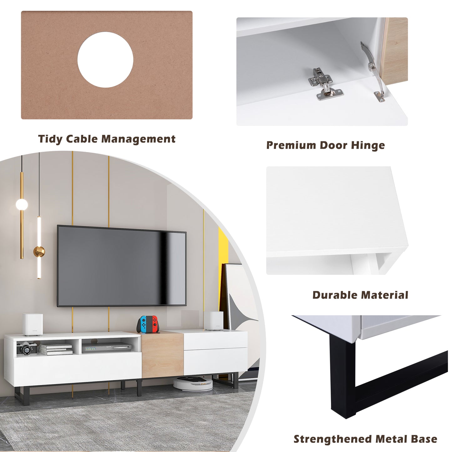 Modern TV Stand for up to 80'' TV's with Storage